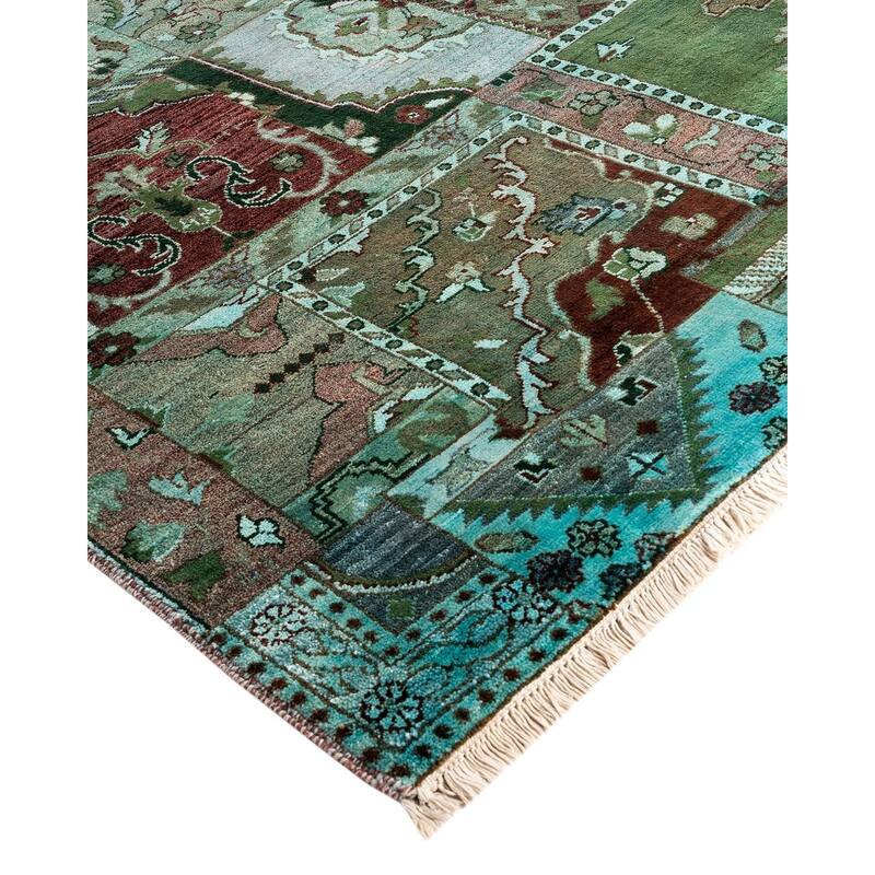 Ikat One-of-a-Kind Hand-Knotted Area Rug, Green - 8' 10" x 11' 10"