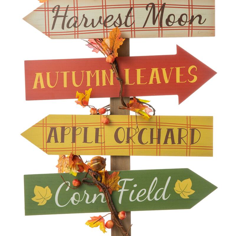 Glitzhome 42.5"H Fall Standing Wooden Pumpkin Patch Porch Sign