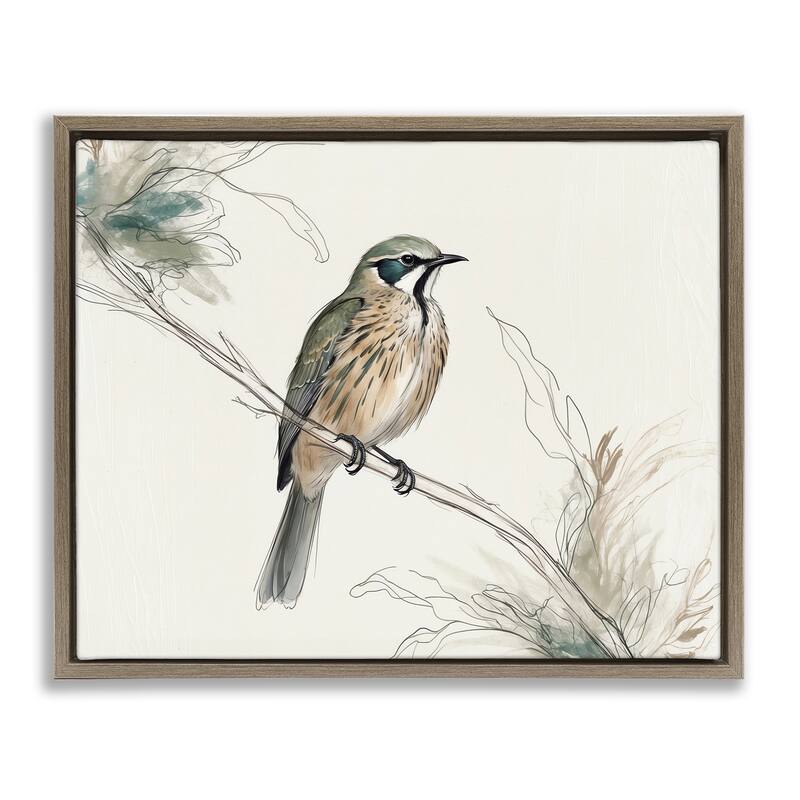 Stupell Illustrated Wildlife Bird Framed Floater Canvas Wall Art Design By LSR Creative Studio - 21 x 17 - Brown