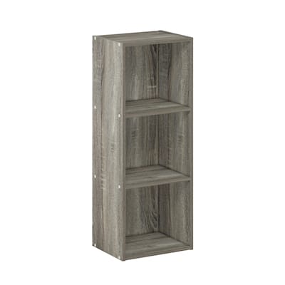 31.5 in. Tall French Oak Grey Wood 3-Shelf Bookcase