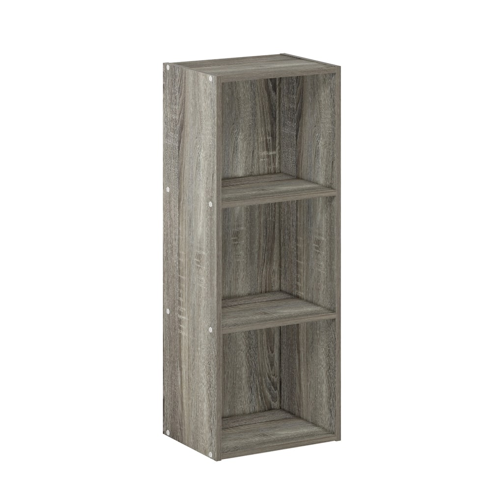 31.5 in. Tall French Oak Grey Wood 3-Shelf Bookcase