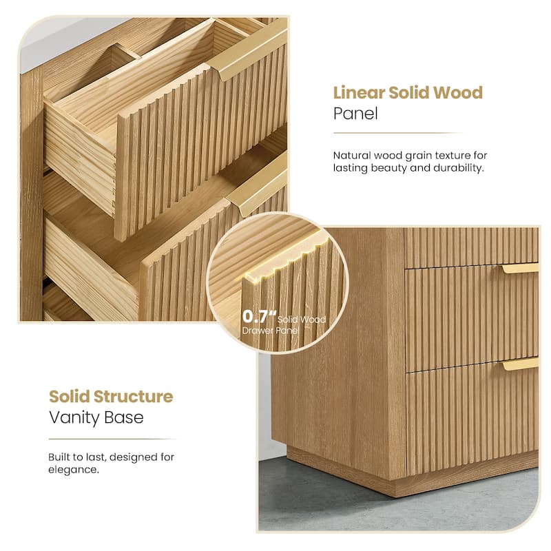 Santarem Double Vanity with Pure White Quartz Stone Top without Mirror