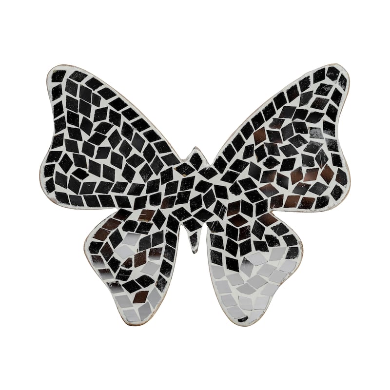 Sagebrook Home Modern Glam Mosaic Butterfly Figurine - 6" x 1" x 5" - White