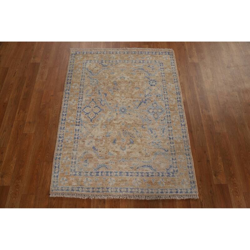 Muted Oushak Oriental Area Accent Rug Hand-Knotted Wool Carpet - 2'11" x 3'10"