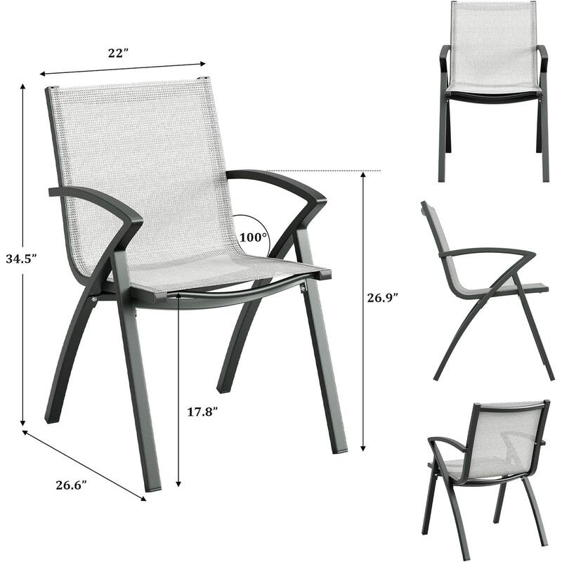 Patio Dining Chairs Set of 2/4, Outdoor Stackable Chairs with Metal Frame and Backrest