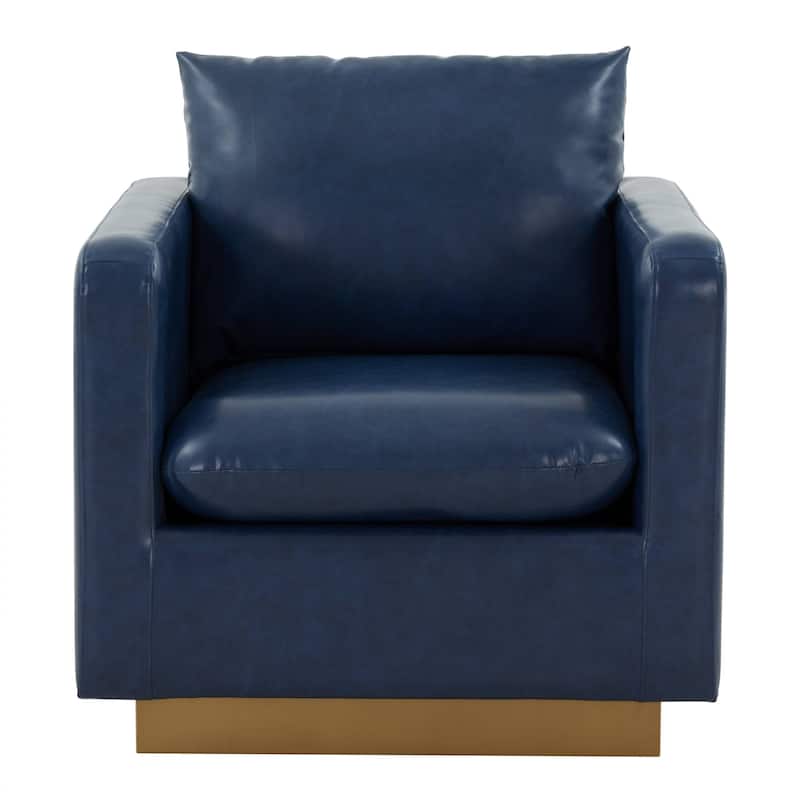 LeisureMod Nervo Modern Leather Accent Arm Chair With Gold Base - 32.75