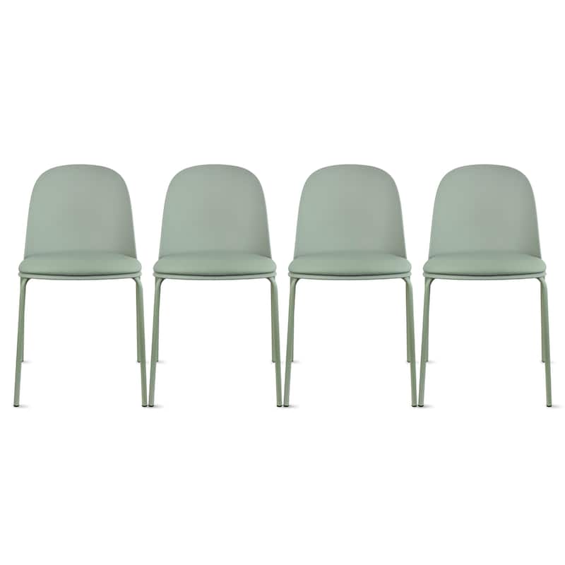 Set of 4 Plastic Dining Chairs Padded Seat Cushion For Kitchen Outdoor Patio Office Waiting Room Breakroom Guest - Green