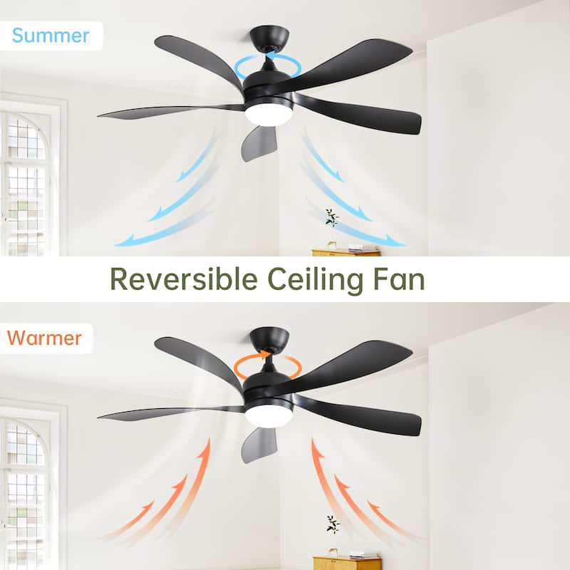 45 Inch Matte Black Smart Ceiling Fan with Light