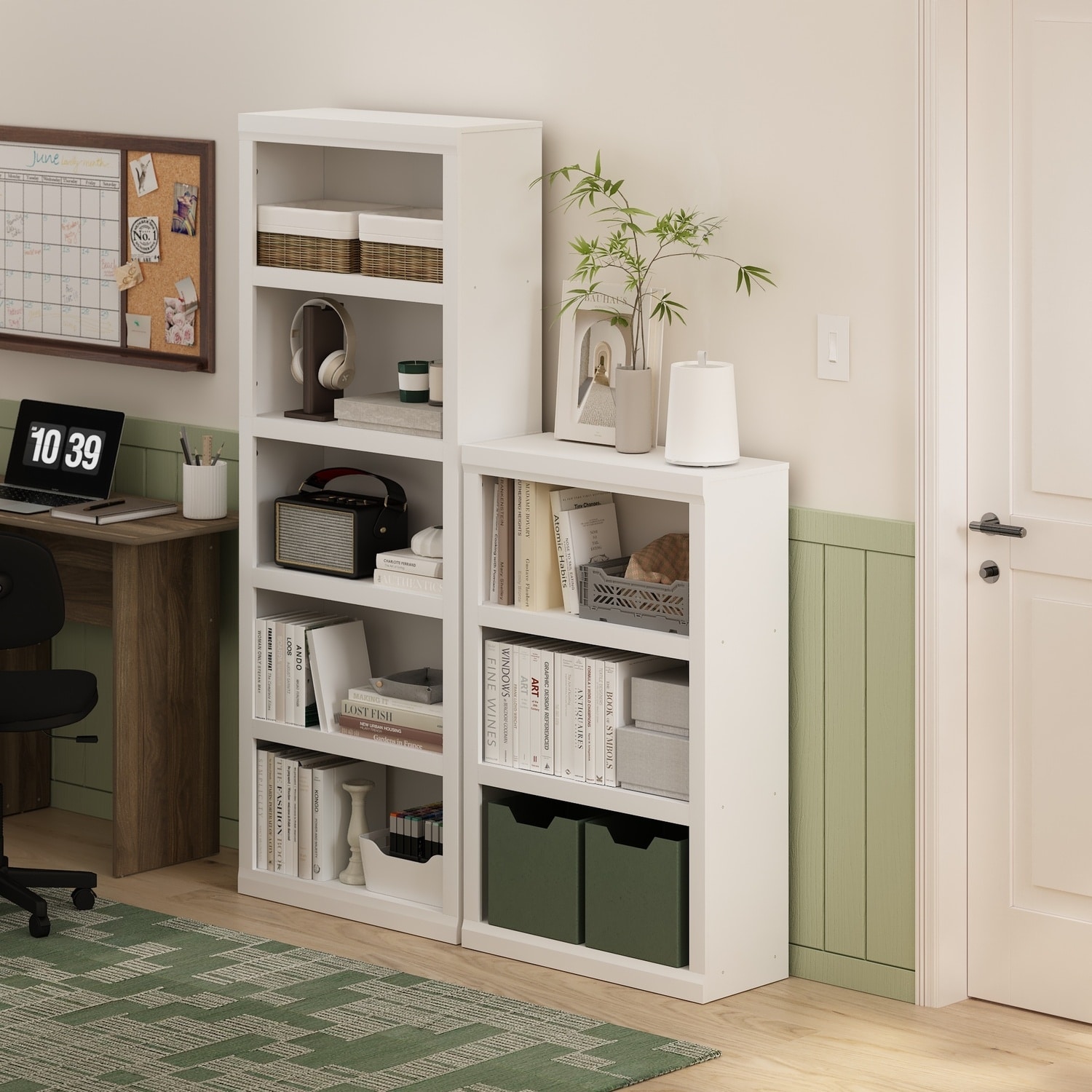 38.98 in. Tall White Wood 3-Shelf Bookcase - Overstock - 43211290