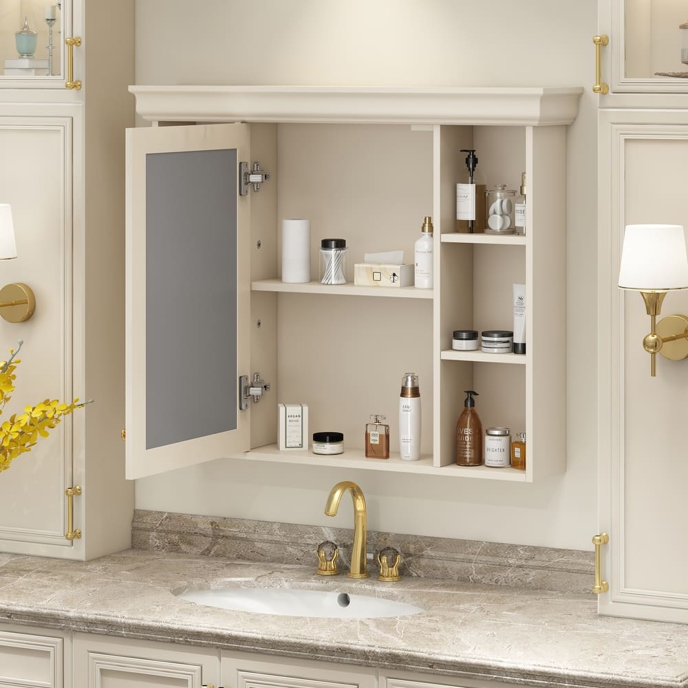 35'' x 28'' Wall Mounted Bathroom Storage Cabinet with Mirror Door