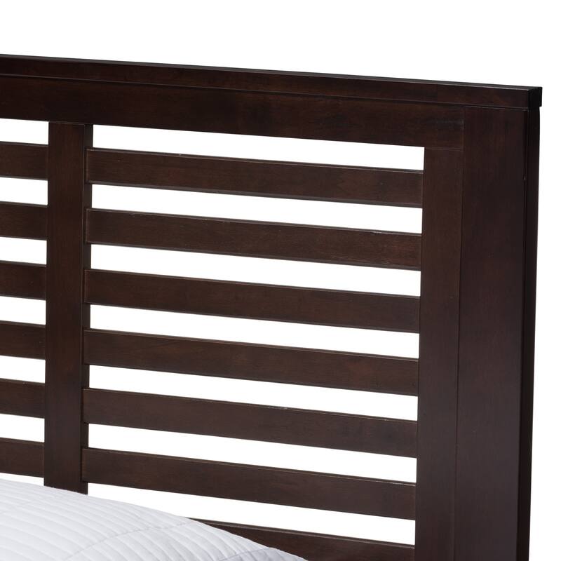 Twin Platform Bed - Modern Wood Bed Frame, Dark Brown Finish, Low Profile Design, Easy Assembly