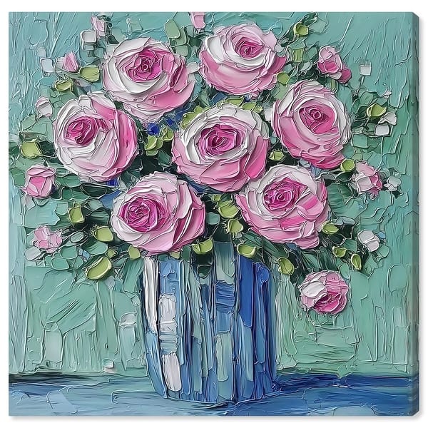 Pink Teal Watercolor Flowers Vinyl - 380