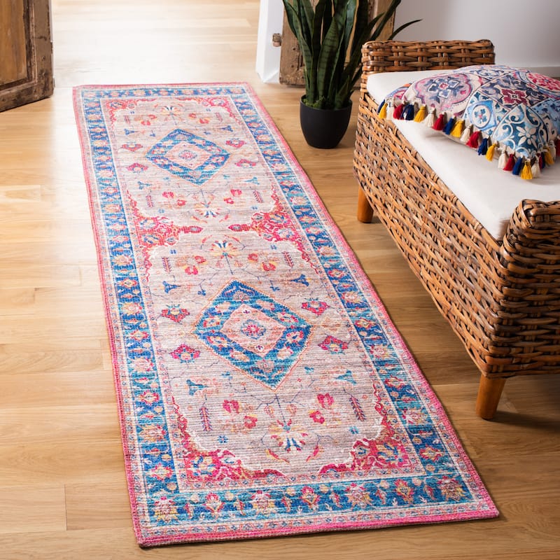SAFAVIEH Handmade Saffron Tatyana Modern Tribal Cotton Rug - 2'3" x 8' Runner - Rust/Ivory
