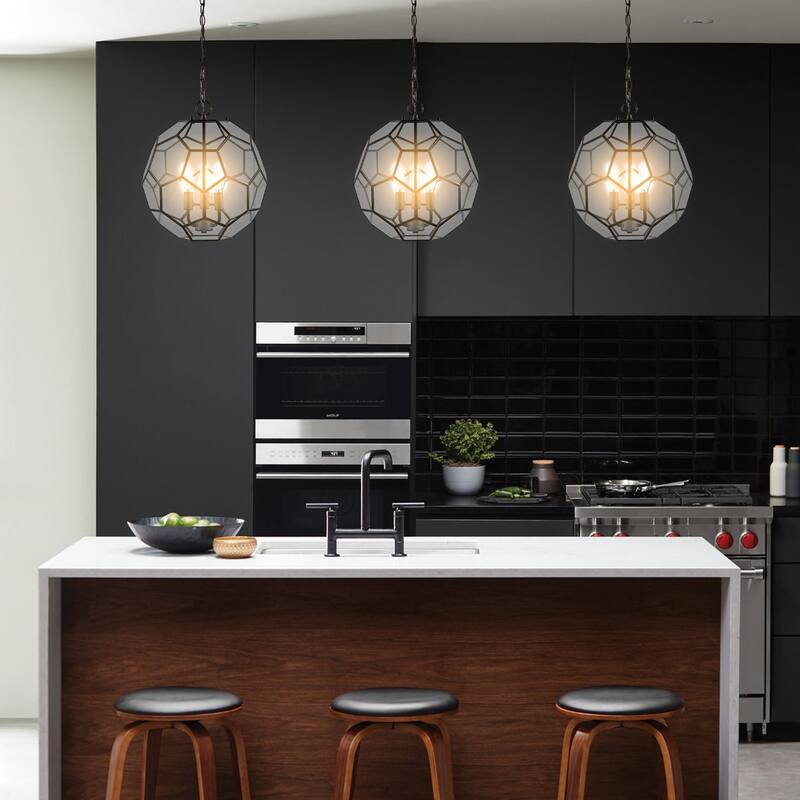 Violet 13.5" 3-Light Modern Bohemian Iron/Glass LED Pendant, Brass Gold/Clear by JONATHAN Y - 3 Light