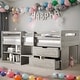 preview thumbnail 1 of 17, Twin size Loft Bed with Two Shelves and Two drawers, Antique Grey
