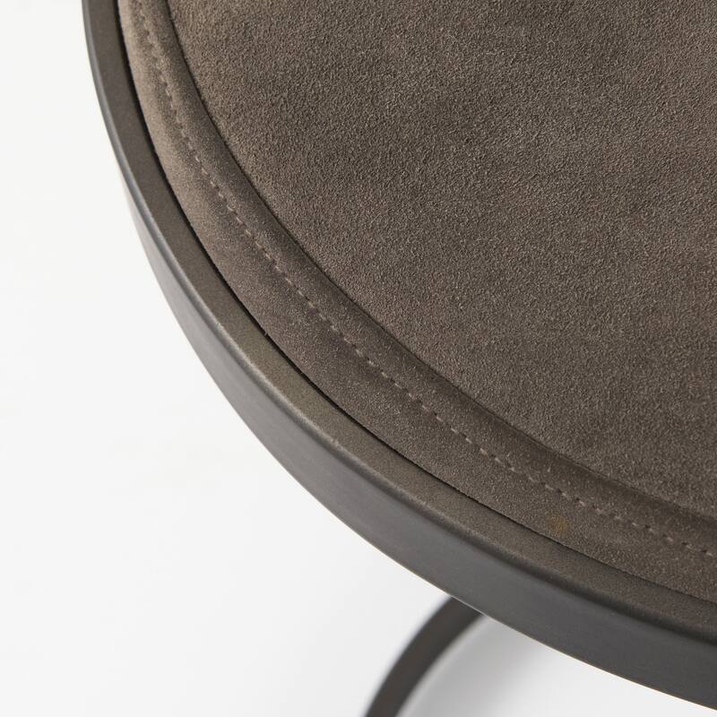 Tyson Black Genuine Leather with Dark Gray Metal Frame Counter Stool