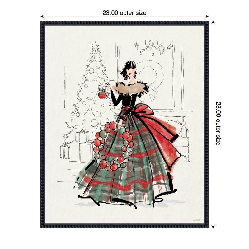 Holiday Fashionistas V by Anne Tavoletti (23 x 28 in.), Framed Canvas Wall Art Print - Sylvie Beaded Black