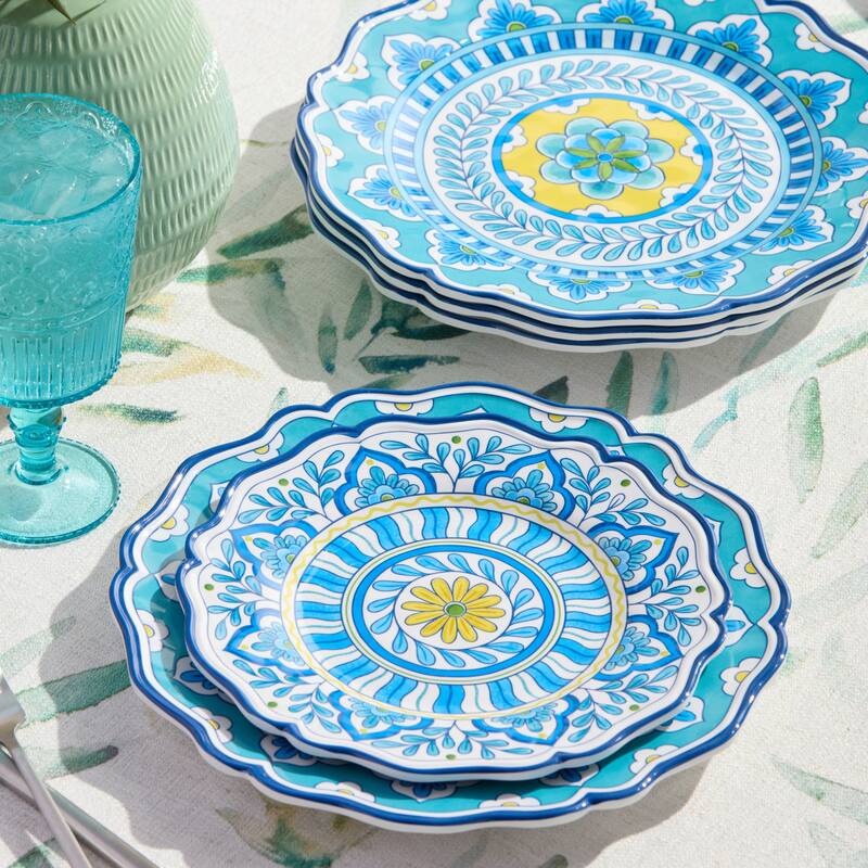 Certified International Porto Melamine 9" Salad/Dessert Plates, Set of 4 - 9.00"L x 9.00"W x 0.50"H