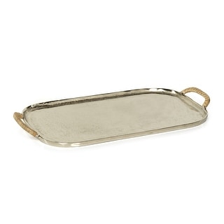 Halmstad Aluminum Tray with Rattan Wrapped Handles