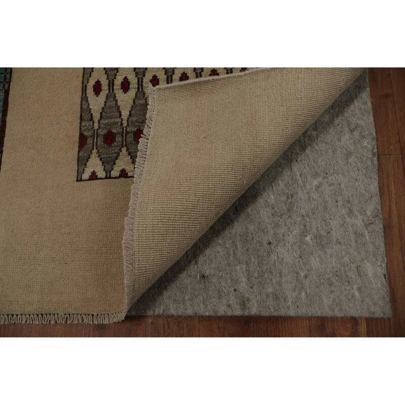 Hand Knotted Oriental 100% Wool Carpet Traditional Geometric Beige & Ivories Peshawar Area Rug - 11' 8'' X 8' 3''