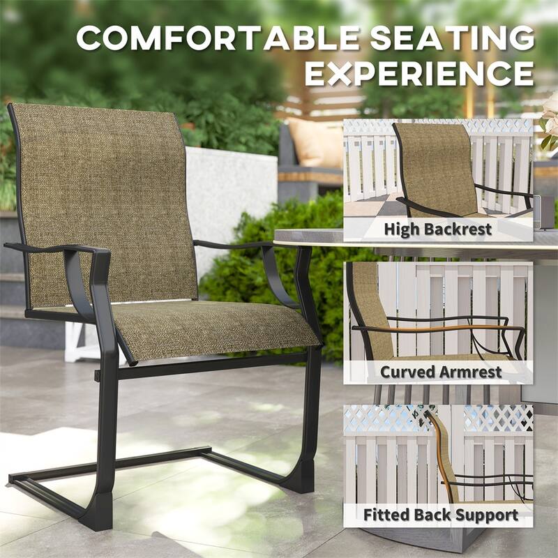 Metal Outdoor Chairs Set of 2 with Breathable Mesh and Swing - 23.6" W x 27.4" D x 39" H