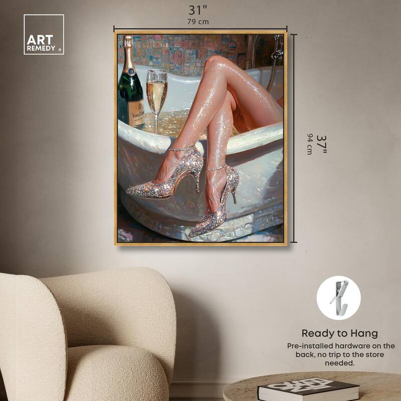 Champagne Bath Party Canvas by Art Remedy