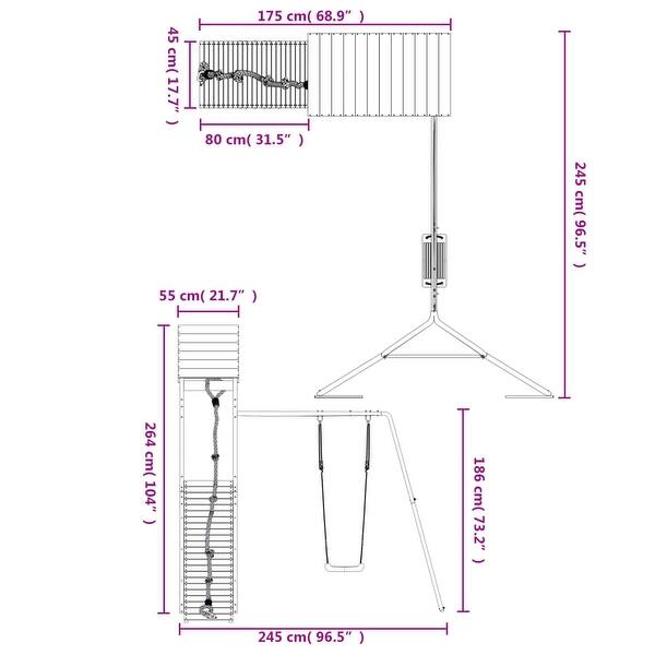 vidaXL Swing Set Outdoor Backyard Wooden Playground Equipment for Kids Age 3-8