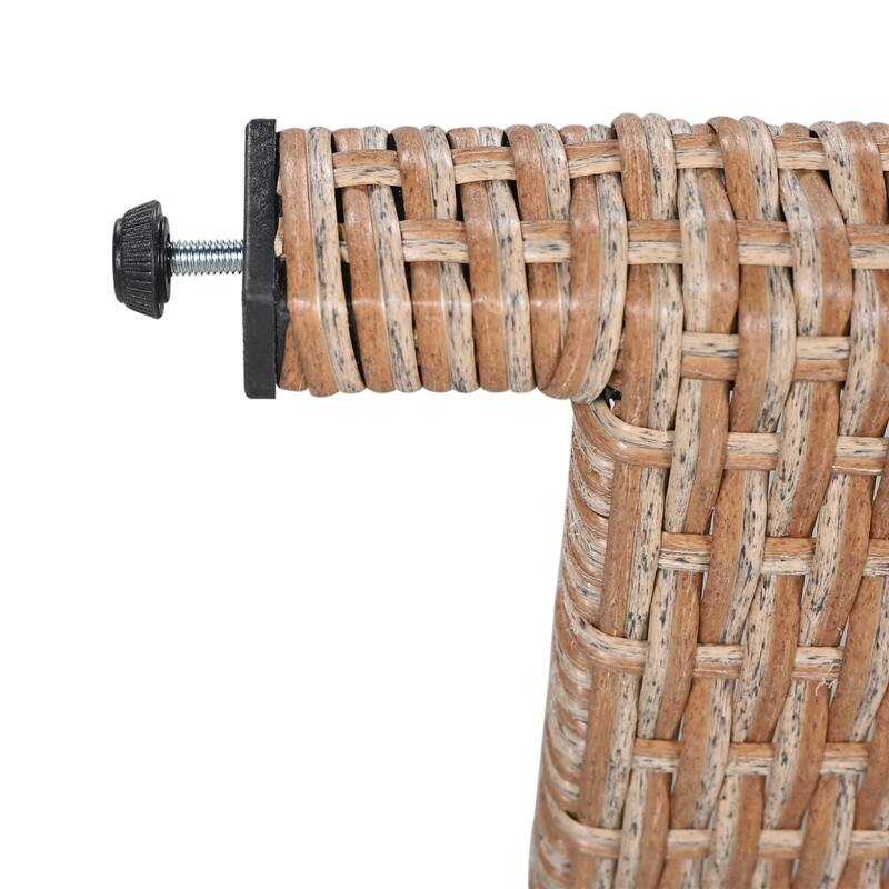 5-Piece Outdoor Patio Rattan Sofa Set - L-Shaped PE Wicker Sectional with 2 Extendable Side Tables, Dining Table