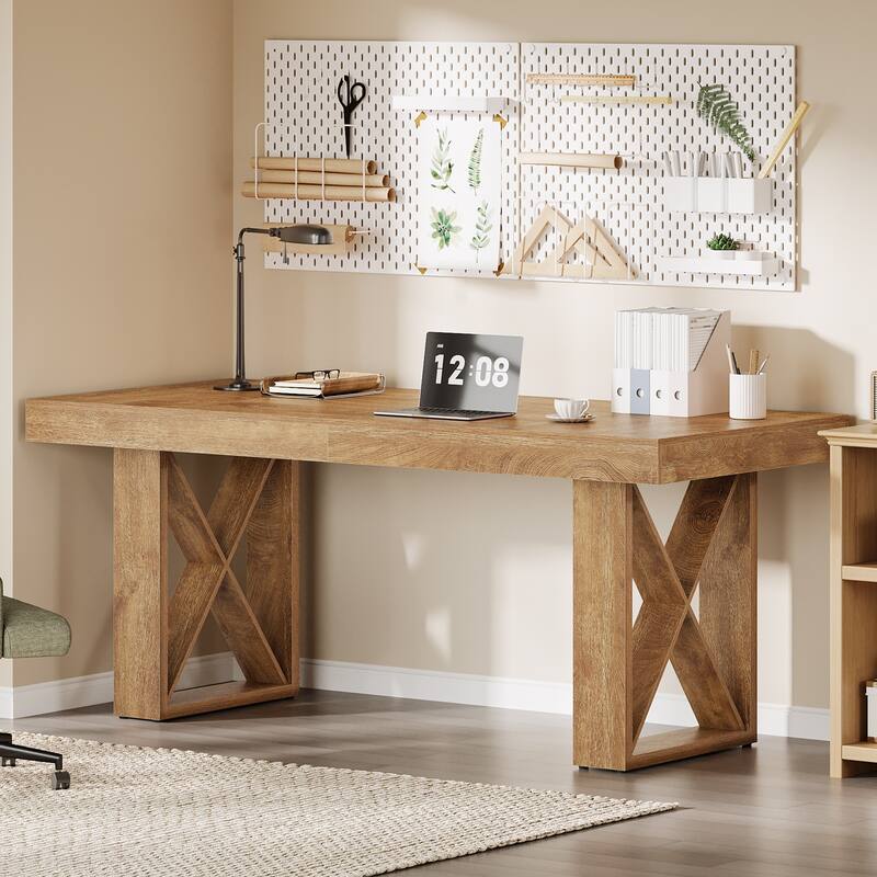 63-Inch Long Wood Computer Desk/Table, Study Writing Gaming Work Executive Desk for Home Office