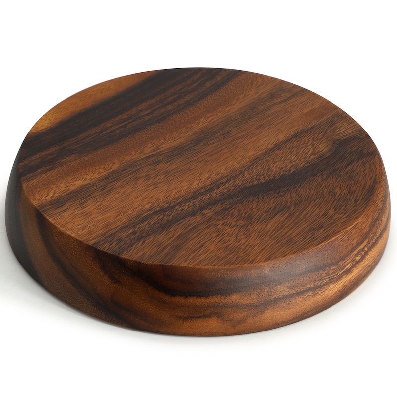 MegaChef 10 Inch Acacia Wood Divided Serving Bowl in Dark Brown