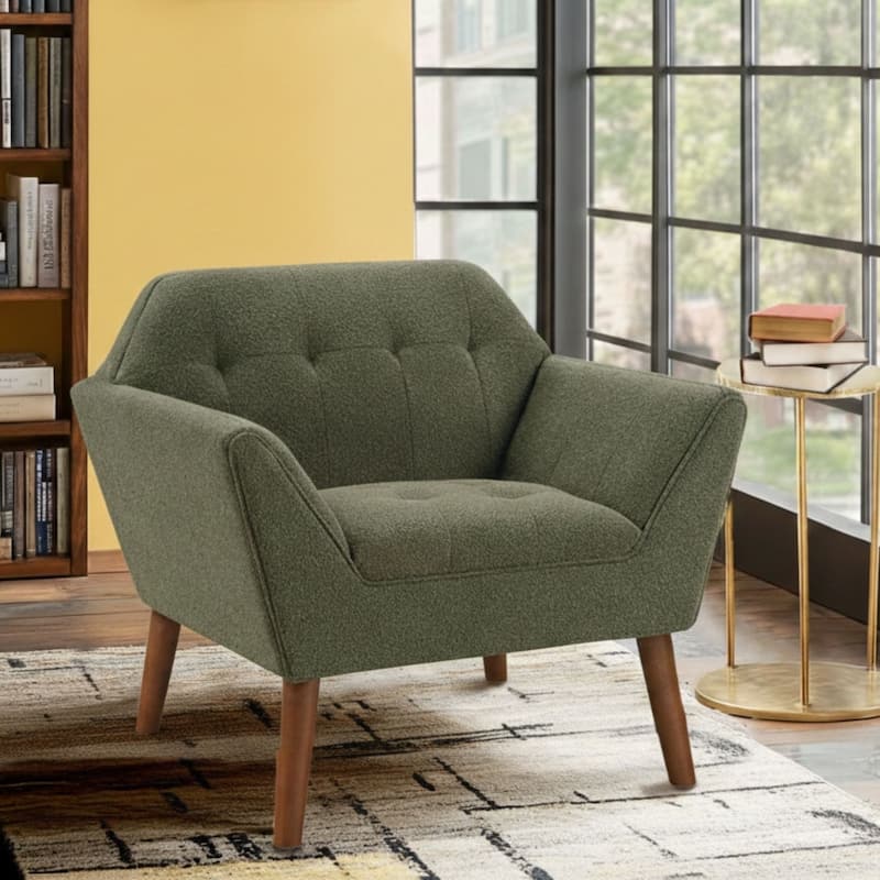 INK IVY Newport Wide Mid-Century Modern Lounge Chair - Single - Green