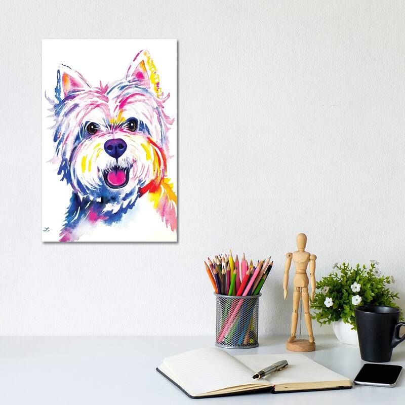 iCanvas "Westie Watercolor " by Zaira Dzhaubaeva Canvas Print - 12x8x0.75
