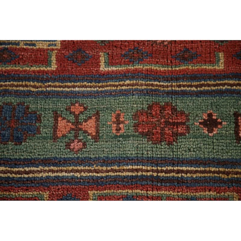 Geometric Sirjan Oriental Area Rug Hand-knotted Red Wool Carpet - 7'10"x 9'10"