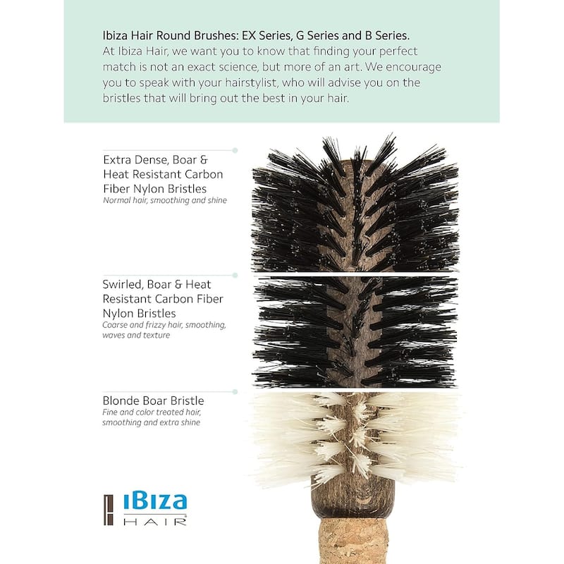 Ibiza Hair Extended Cork Round Brush, Large