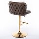 preview thumbnail 45 of 47, Modern PU Upholstered Bar Stools Set of 2, Adjustable Seat Height Swivel Bar Chair, Tufted Backrest Rivet Decorative Bar Stool