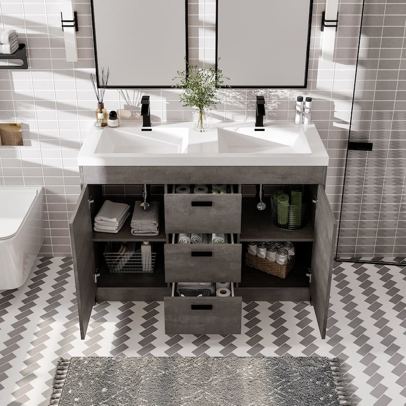Eviva Lugano 48" Concrete Gray DS Bath Vanity with WH Integrated Top