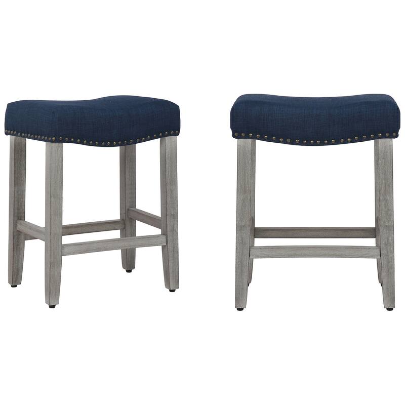 Jameson Upholstered Polyester Gray 24 Inch Counter Stool (Set Of 2)
