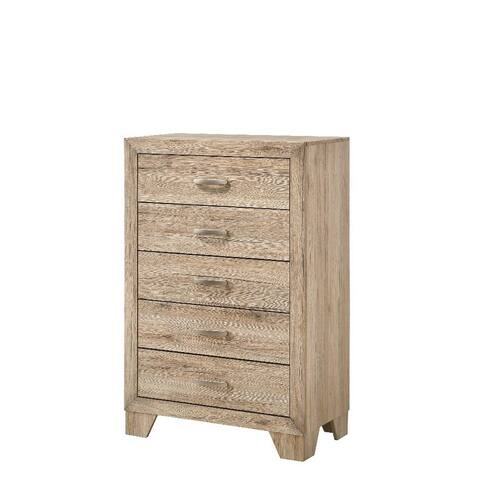 Chest w/5 Drawers in Natural Wood,Transitional Style