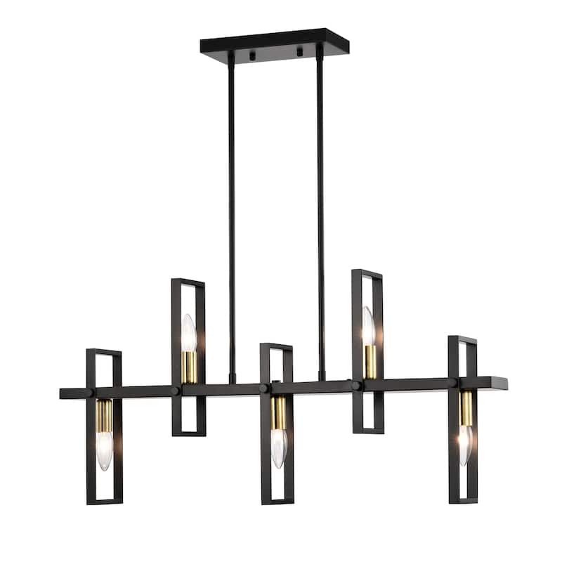 Mia 32 Inch Candle Style Kitchen Island Chandelier 5 Light - N/A
