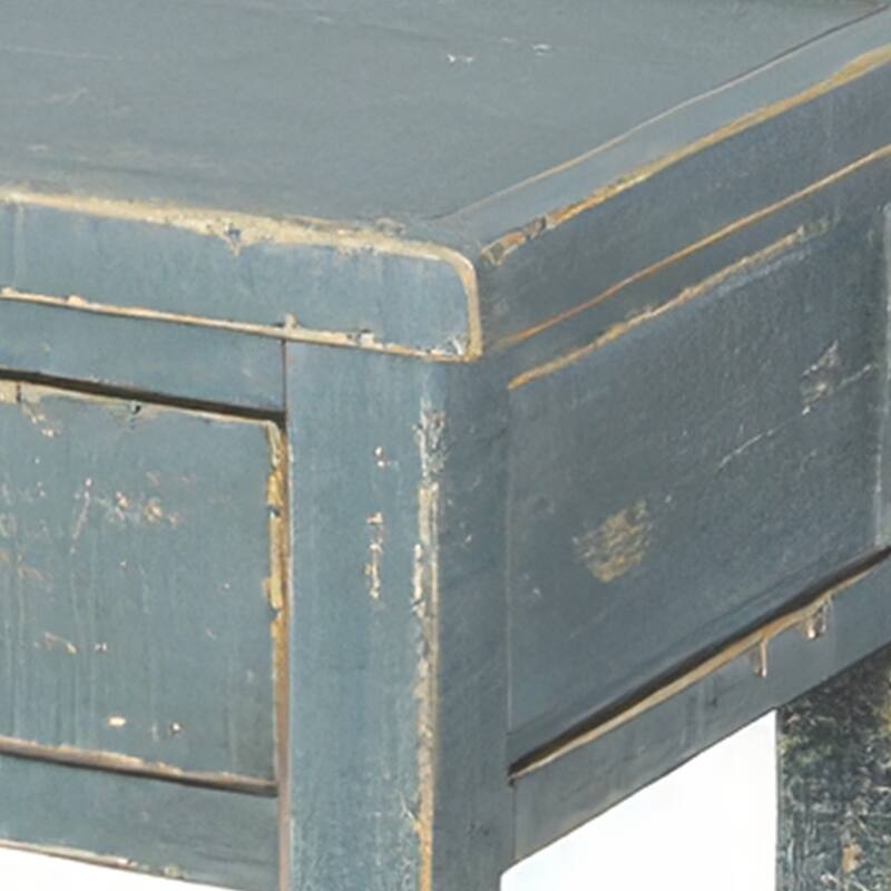 Rena Side End Table, 2 Drawers 1 Shelf, 28 Inch Rustic Green Mahogany