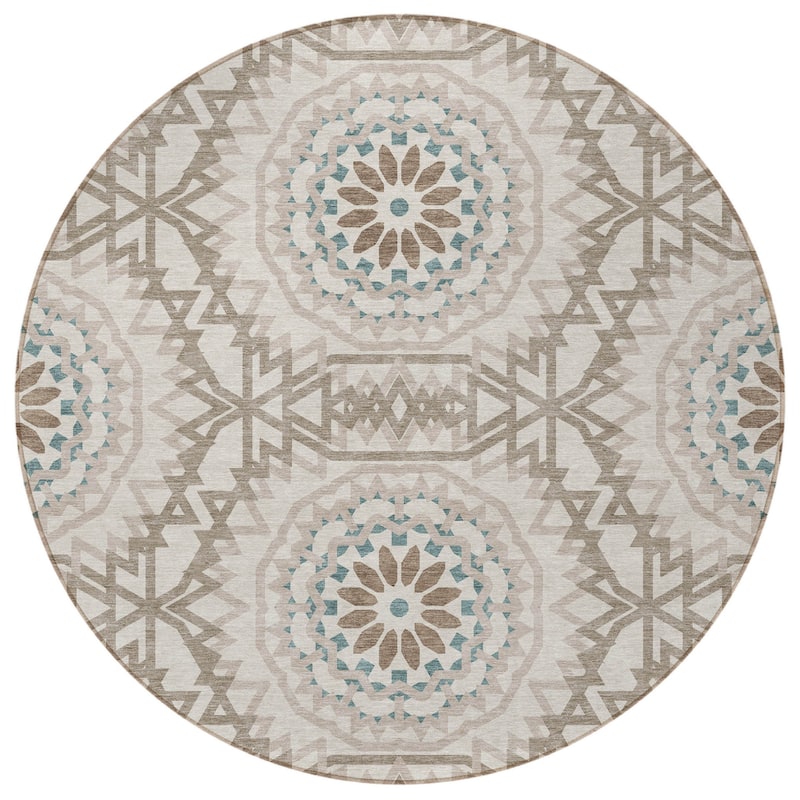 HomeRoots Floral Medallion Transitional Rectangle Outdoor Rug