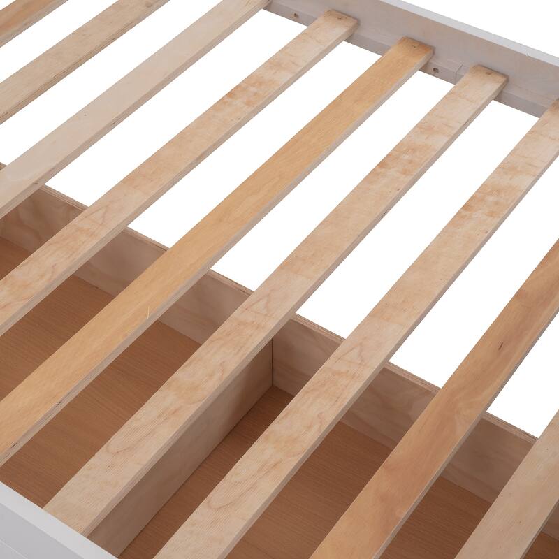 Multi-Functional Twin Over Twin Bunk Bed with 3 Drawers, Storage Stairs, Armrest and Full-Length Guardrails for Kids