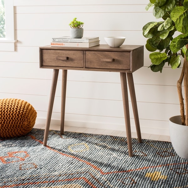 SAFAVIEH Dean Chocolate Brown 2 drawer Console Table 28.3