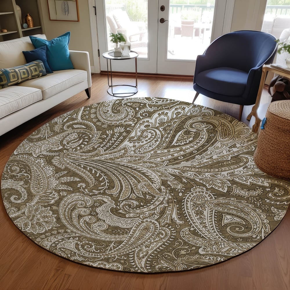 Machine Washable Indoor/ Outdoor Chantille Traditional Paisley Rug