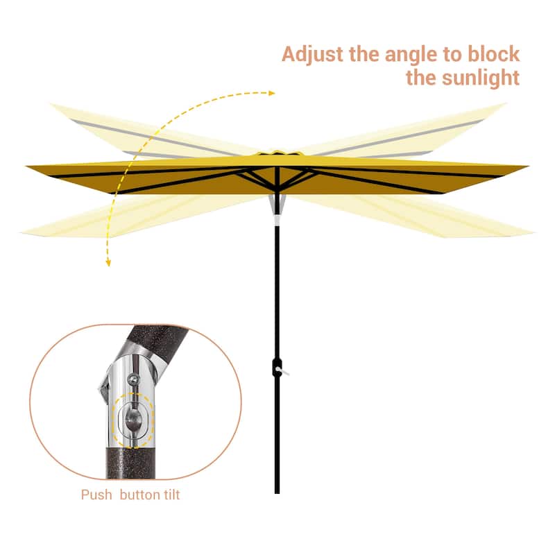 BONOSUKI Aluminum 10 x 6.5ft Patio Market Umbrella,Tilt and Crank