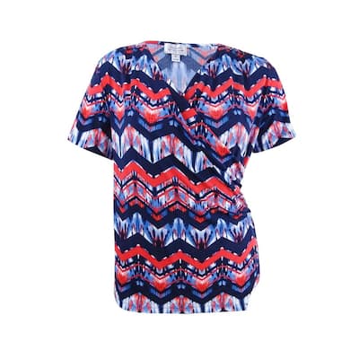 Tahari ASL Women's Plus Size Printed Surplice Top