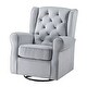 preview thumbnail 2 of 6, Grey Glider Swivel Chair: Transitional Design, Tufted Back, Stable Metal Base