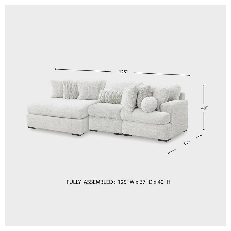 Signature Design by Ashley Snodoodle Gray 3-Piece Sectional with Chaise - 125" W x 67" D x 40" H