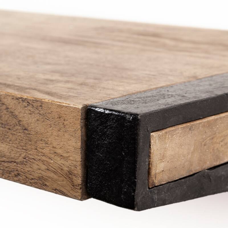 Dion Brown Wood With Black Metal Wall Shelf (58") - 58.0L x 11.0W x 11.0H