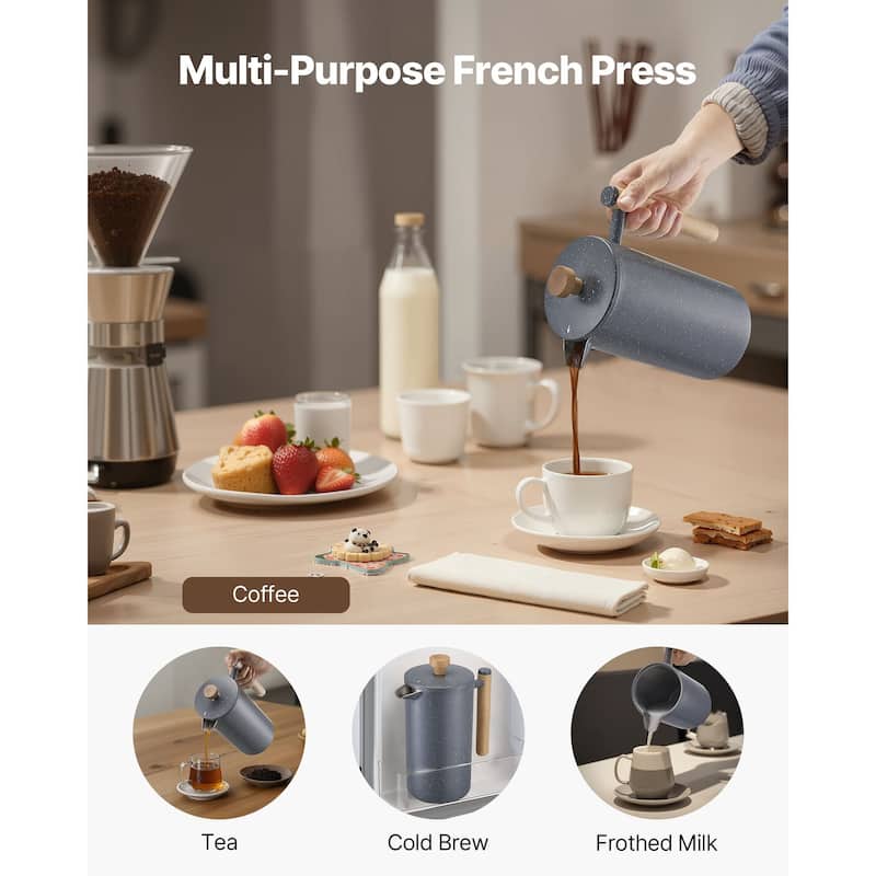 French Press Coffee Maker for Cold Brew and Hot Coffee - 7.09 x 4.13 x 8.66 inch